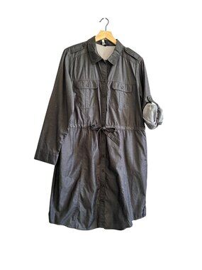 Vintage Gap Chambray Shirt Dress XL Petite Utility Drawstring 2009